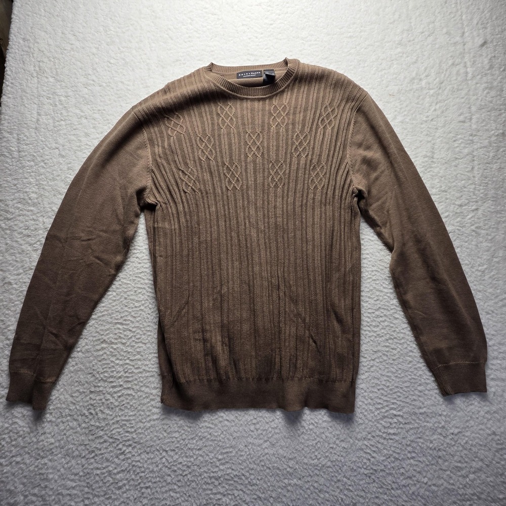Crazy Horse Sweater Mens XL Brown Knit Crewneck Pullover Lightweight Casual